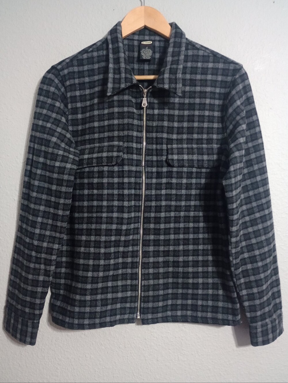 Vintage Old Navy Wool Blend Full Zip Plaid Shacket
